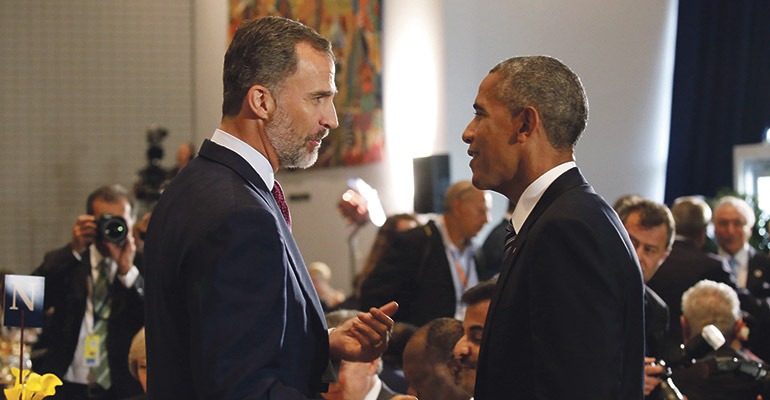 König Felipe im Gespräch mit US-Präsident Barack Obama. Foto: EFE