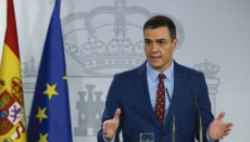 Pedro Sánchez erklärte in einer Rede im Moncloa-Palast den festen Vorsatz zur Einheit seiner Regierungskoalition. Foto: EFE