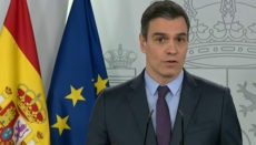 Ministerpräsident Pedro Sánchez bei der Pressekonferenz am 4. April. Foto: EFE