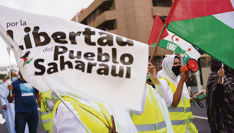 Teilnehmer des „Marcha por la libertad del Pueblo Saharaui“ auf Teneriffa Foto: efe